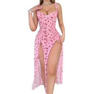 Sheer Floral Slip Dress Lingerie Small NWOT